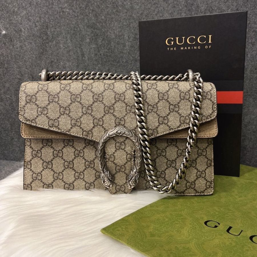 GUCCI 古馳 字紋 Dionysus系列 中款酒神鍊包/斜背包/肩背包-1