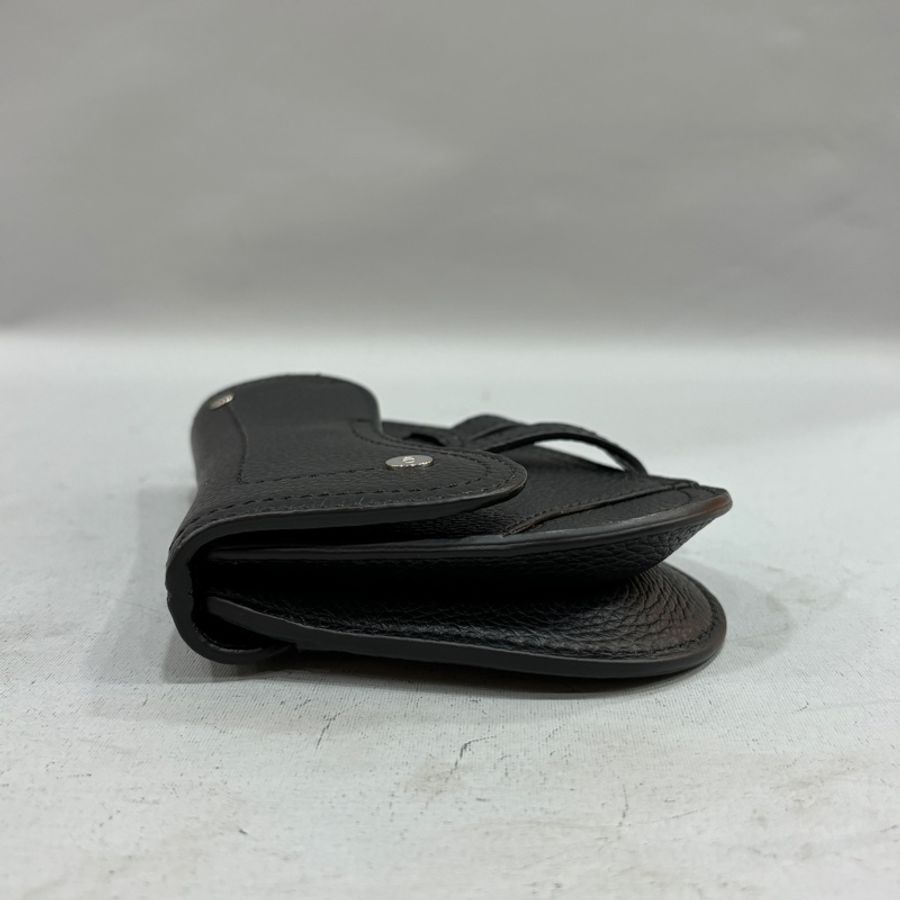 Dior黑顆粒牛皮銀釦Saddle馬鞍零錢包 掛墜 小皮件-3