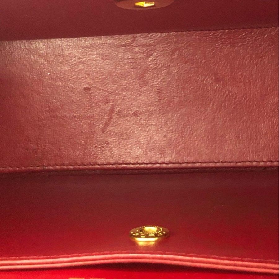 Chanel vintage紅色金釦梯形鏈條包-4