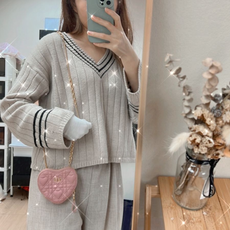 Dior caro heart pouch with chain 迪奧愛心包 乾燥玫瑰粉💗-8