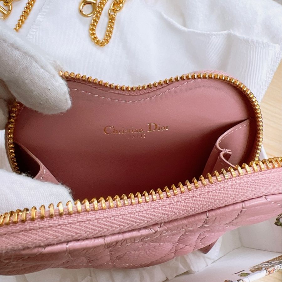 Dior caro heart pouch with chain 迪奧愛心包 乾燥玫瑰粉💗-10
