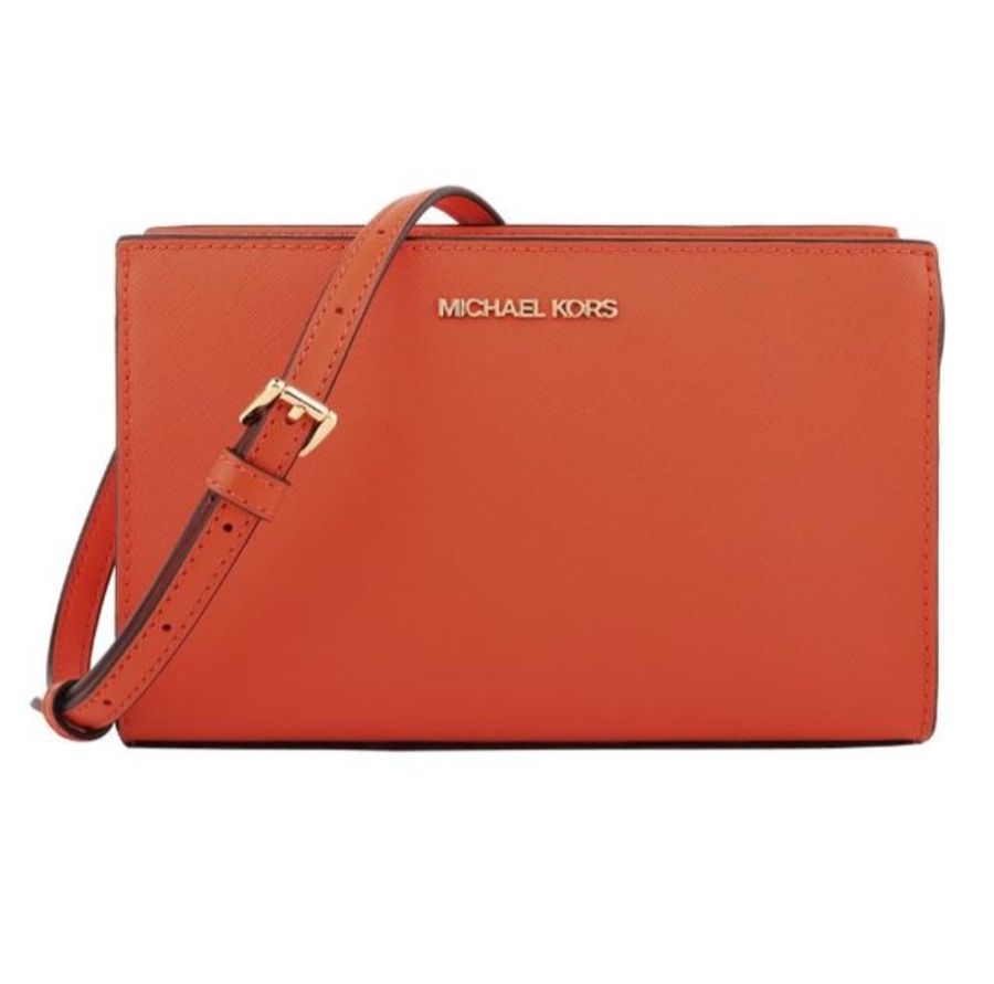 Michael Kors 金字防刮PVC斜背包(螢光橘mini)-0