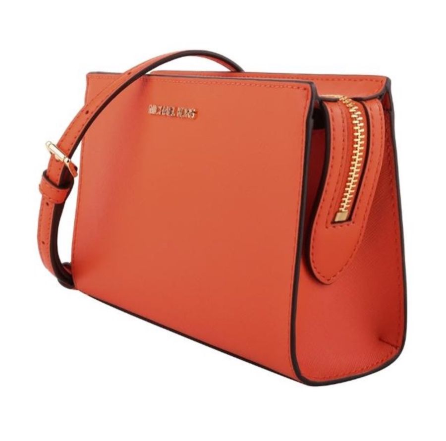Michael Kors 金字防刮PVC斜背包(螢光橘mini)-1