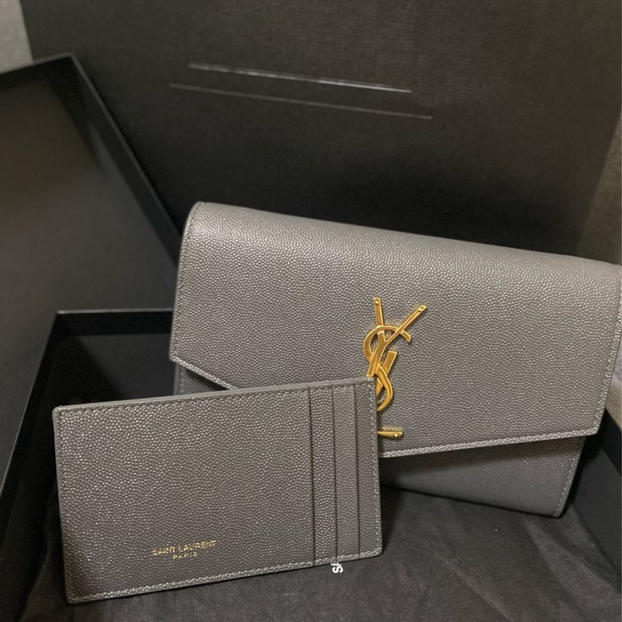 ysl 信封鏈條包 9.9新 深灰-5