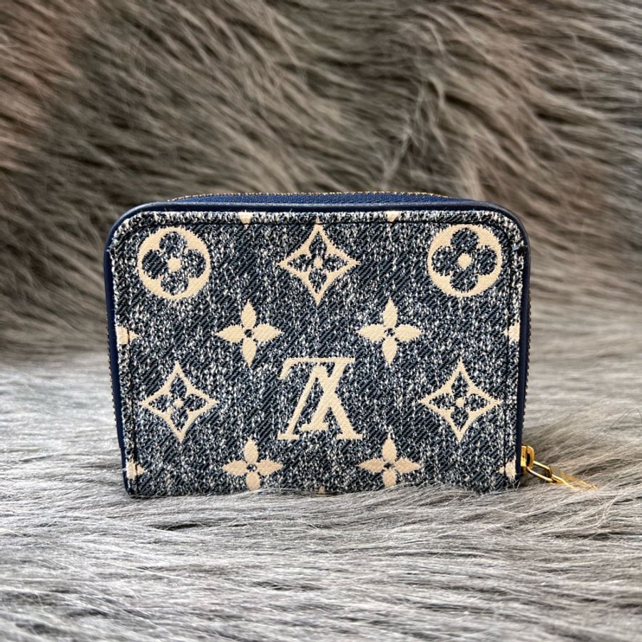 LV M81185 丹寧 牛仔 老花 金釦 零錢包 皮夾 卡夾 名片夾 短夾-1