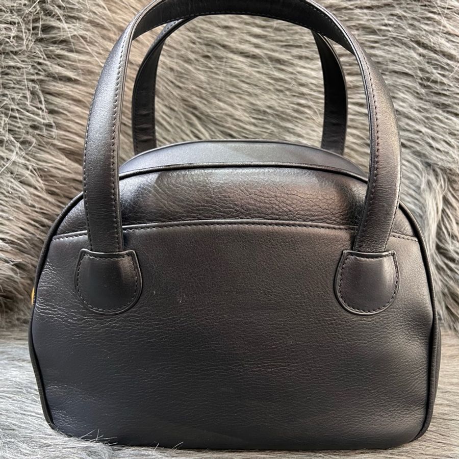 Dior 深藍色 金釦 Vintage 保齡球包 手提包 CD-1