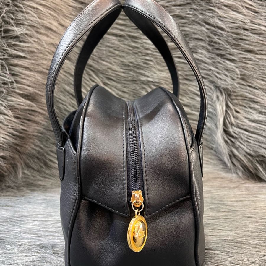 Dior 深藍色 金釦 Vintage 保齡球包 手提包 CD-2