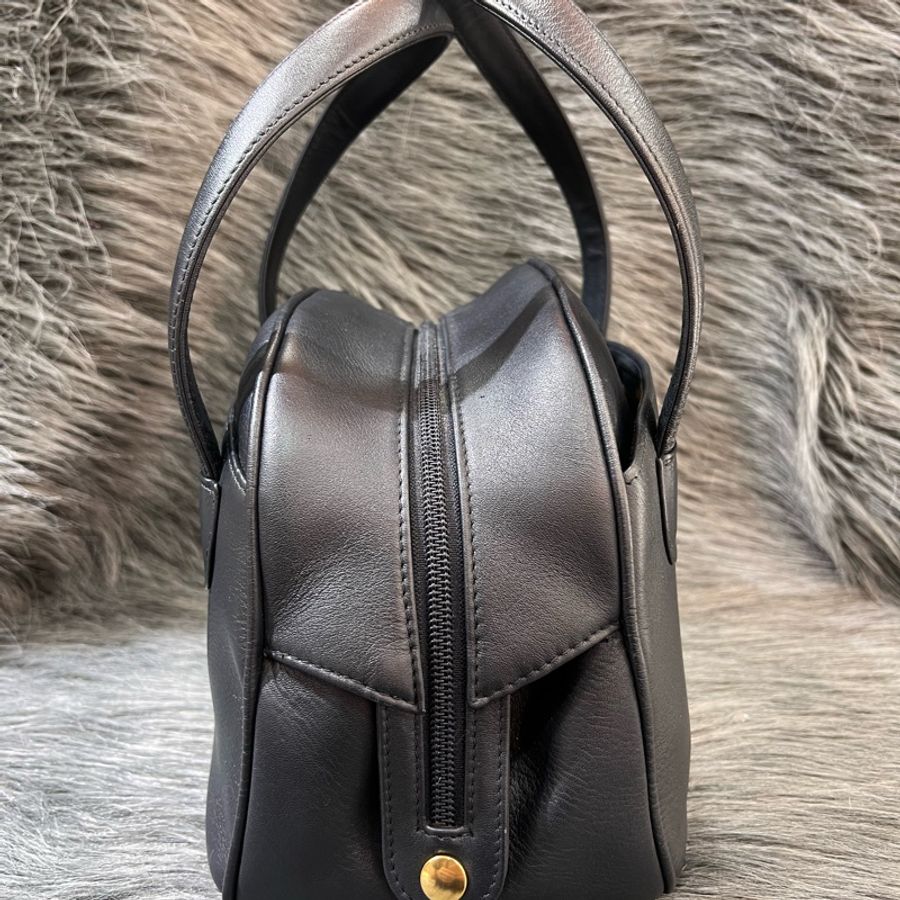 Dior 深藍色 金釦 Vintage 保齡球包 手提包 CD-3