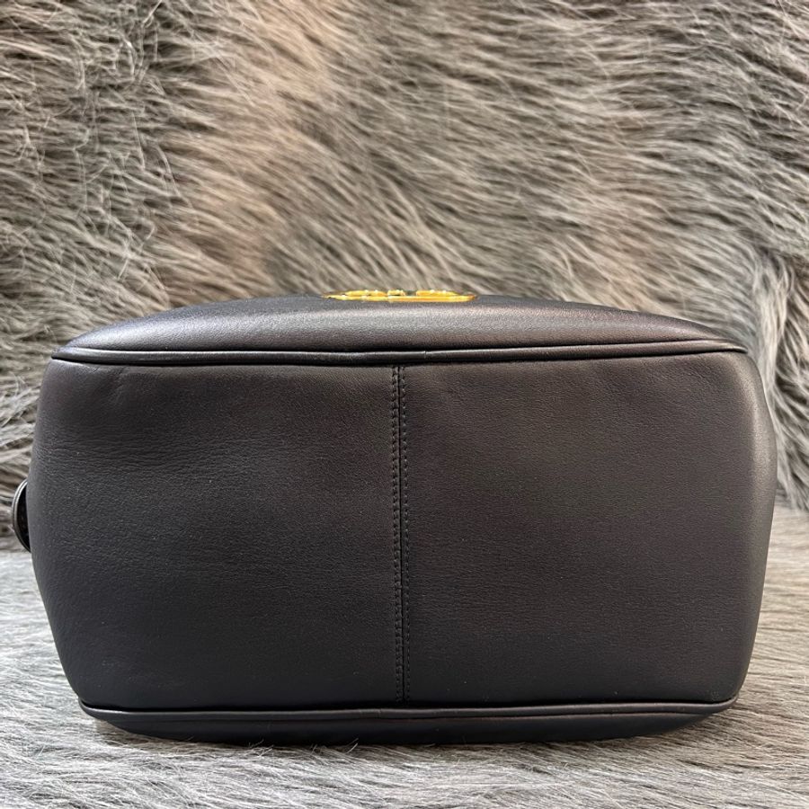 Dior 深藍色 金釦 Vintage 保齡球包 手提包 CD-4