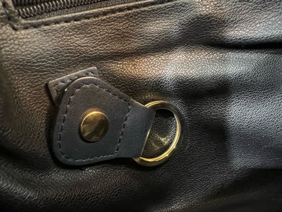 Dior 深藍色 金釦 Vintage 保齡球包 手提包 CD-6