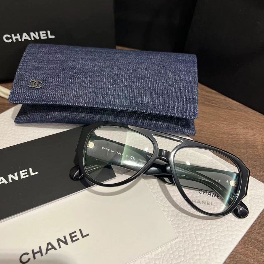 CHANEL 黑鑽平光眼鏡 可配度數全新全配-2