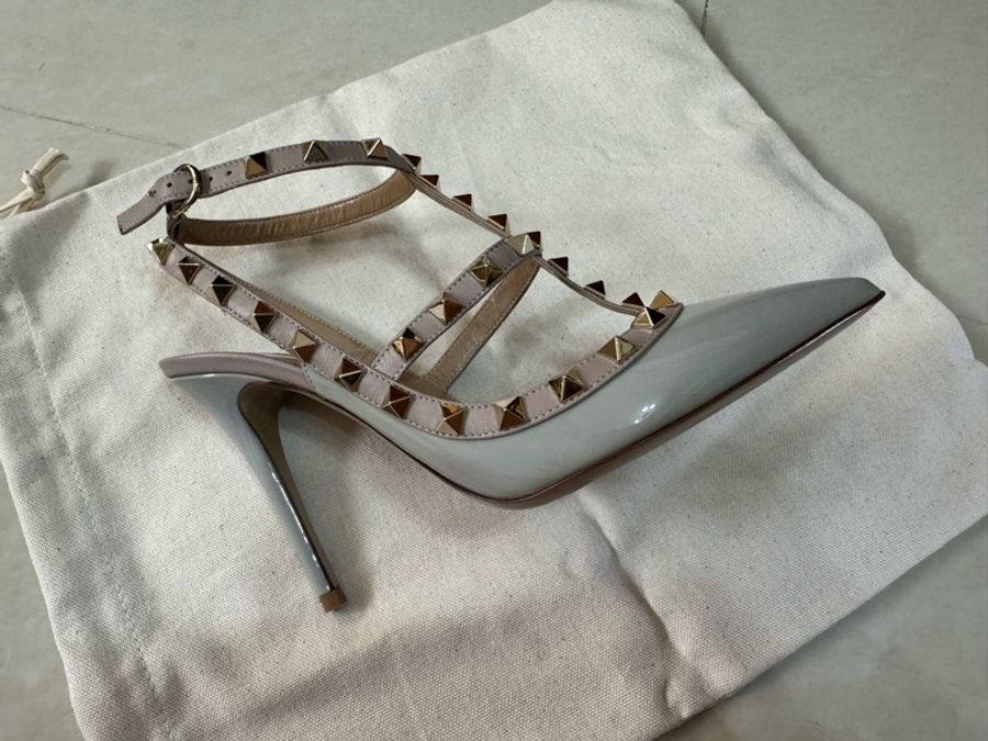 New Valentino Rockstud 铆钉高跟鞋 灰 36.5 全新-2