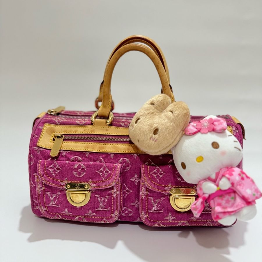 Lv Pink denim Neo Speedy-1
