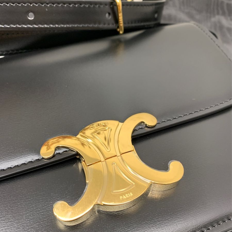 Celine 思琳|秋冬新款 凱旋門 Box黑金 牛皮小方包 豆腐包 /斜背包/肩背包-4
