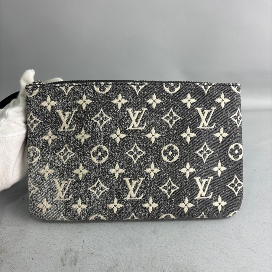 Louis Vuitton M21465灰漸層單寧原花Neverfull托特包-21