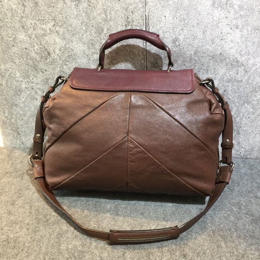 CHLOE 紅棕色 全皮 ELSIE系列 梅花十字轉扣 手提斜背二用包/手提包-1