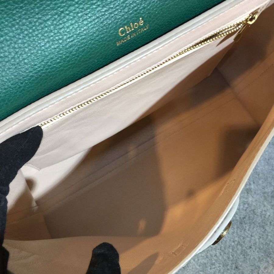 CHLOE 灰綠色 全皮 Clare medium bag 中款 鍊帶 側肩包/肩背包-12