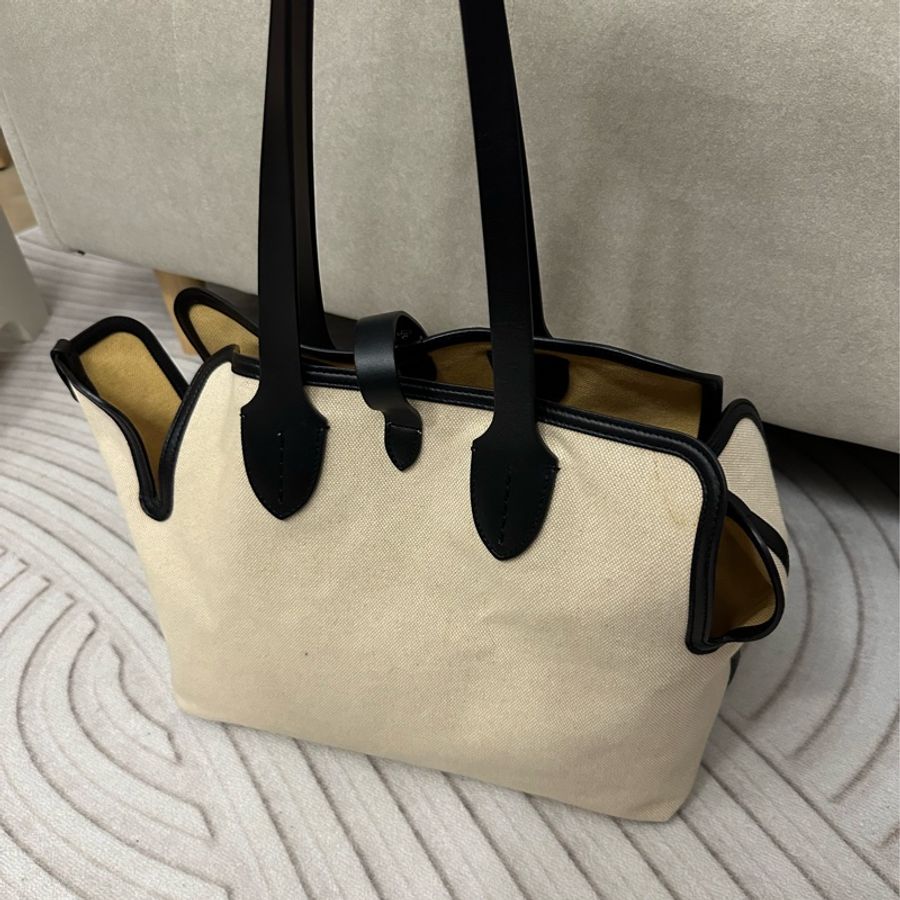 BURBERRY The Belt 中型 可拆萬用袋撞色拼接棉帆布托特包(自然色)-8