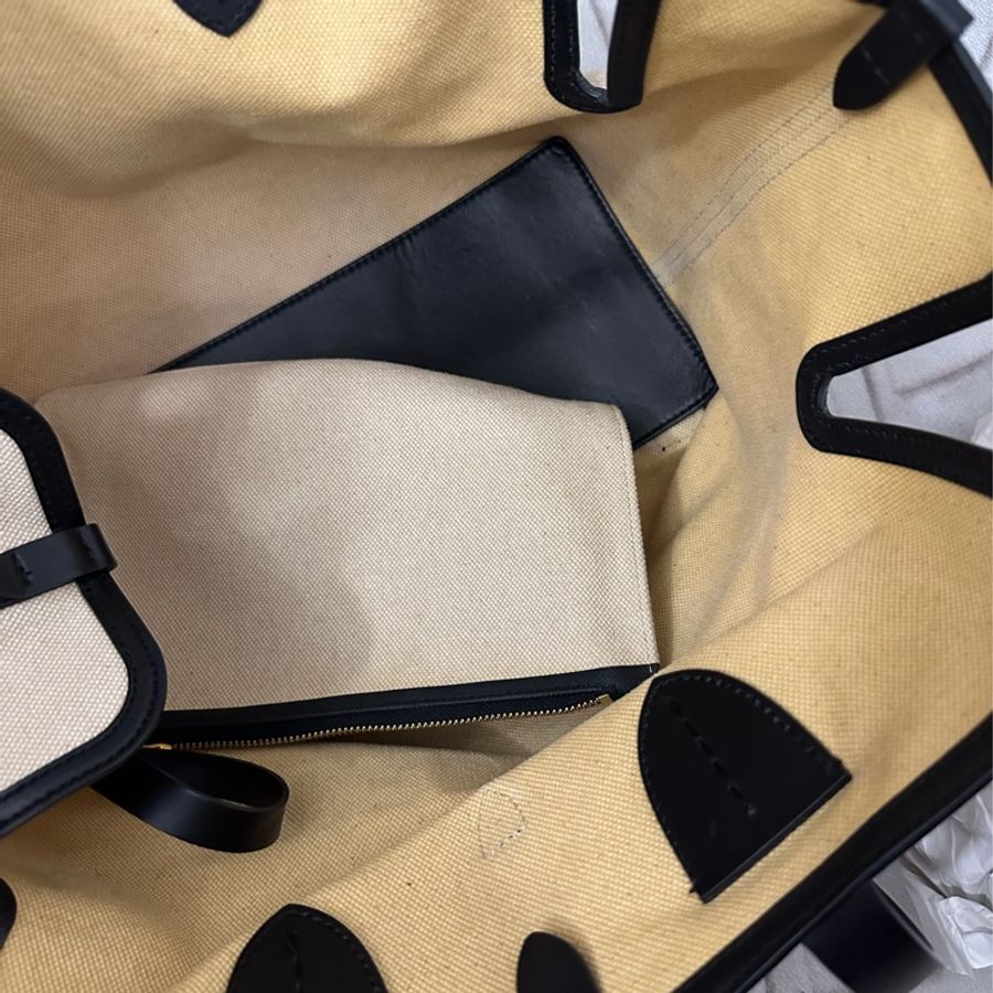 BURBERRY The Belt 中型 可拆萬用袋撞色拼接棉帆布托特包(自然色)-11