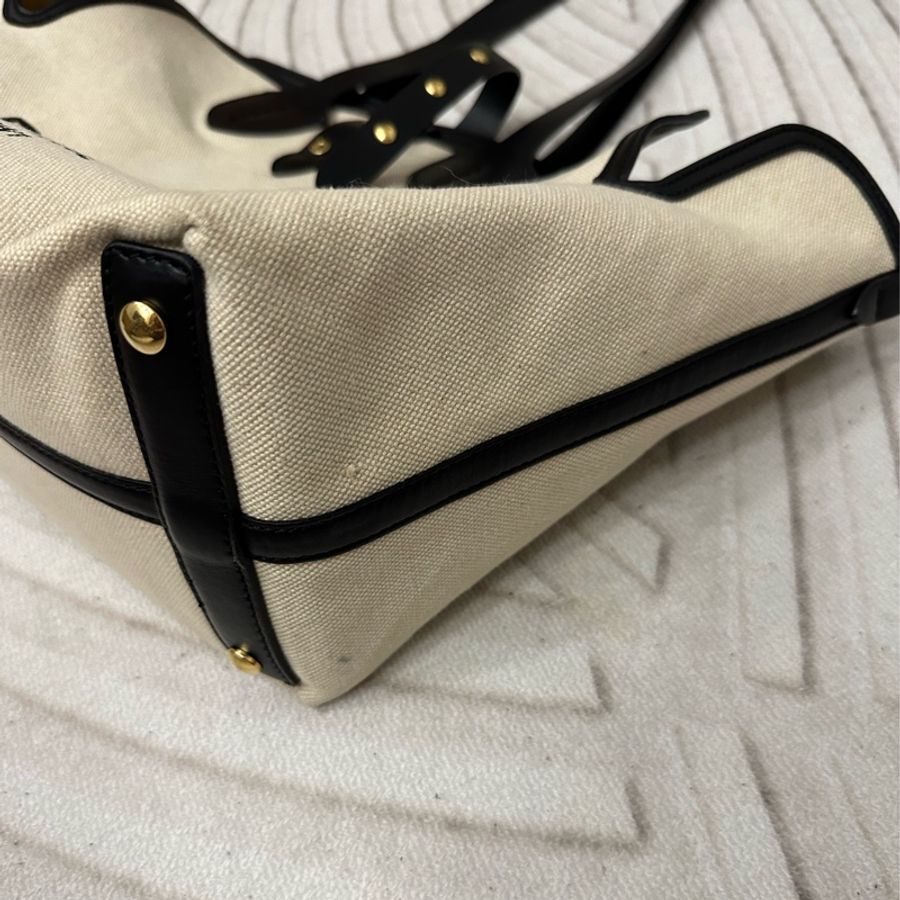 BURBERRY The Belt 中型 可拆萬用袋撞色拼接棉帆布托特包(自然色)-12