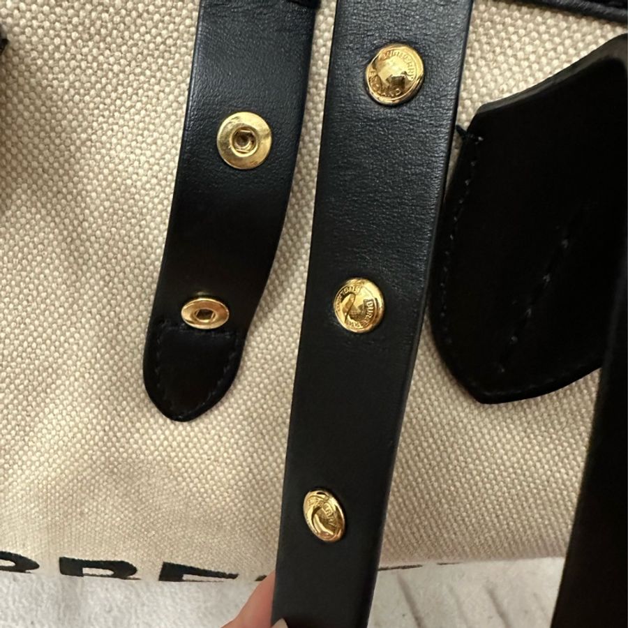 BURBERRY The Belt 中型 可拆萬用袋撞色拼接棉帆布托特包(自然色)-15