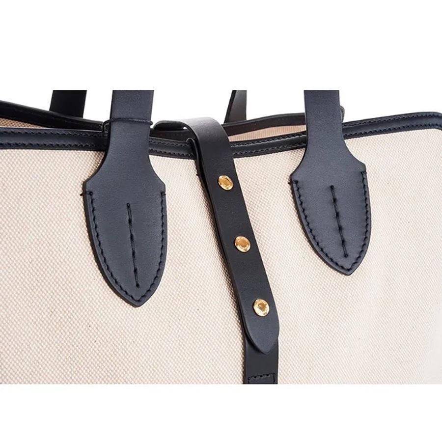 BURBERRY The Belt 中型 可拆萬用袋撞色拼接棉帆布托特包(自然色)-17