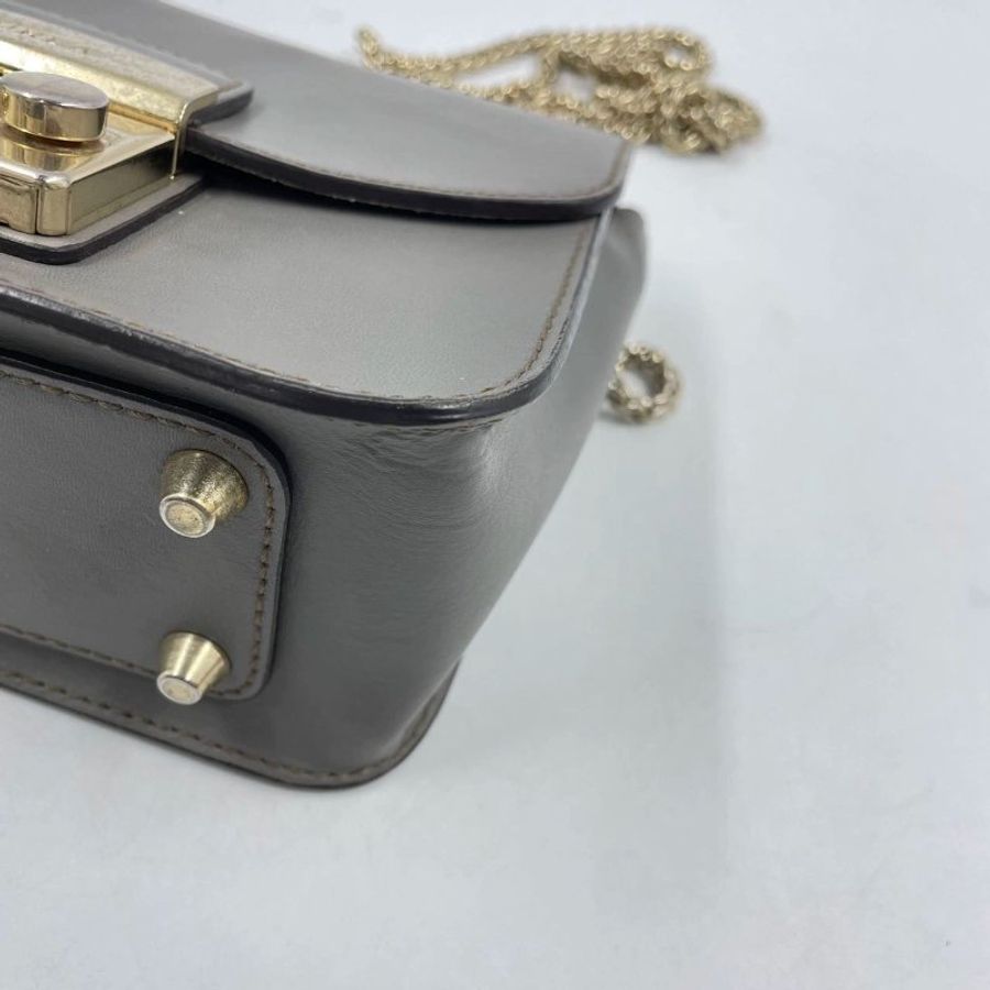 FURLA大象灰側背小方包,逛街包,隨身包,通勤包,二手真品,正品,現貨,免運-12