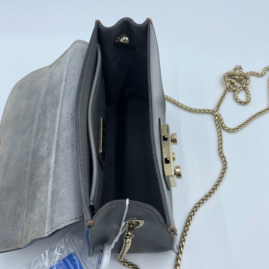 FURLA大象灰側背小方包,逛街包,隨身包,通勤包,二手真品,正品,現貨,免運-15
