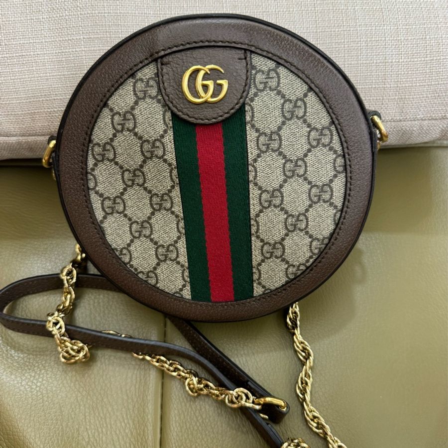 GUCCI Ophidia GG 滿版印花迷你圓餅包-2