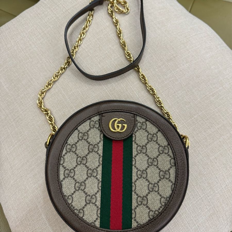 GUCCI Ophidia GG 滿版印花迷你圓餅包-3