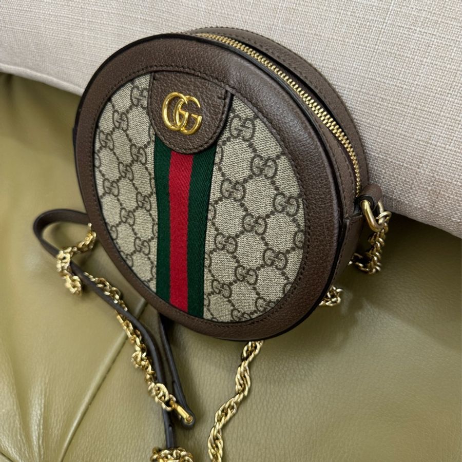 GUCCI Ophidia GG 滿版印花迷你圓餅包-18