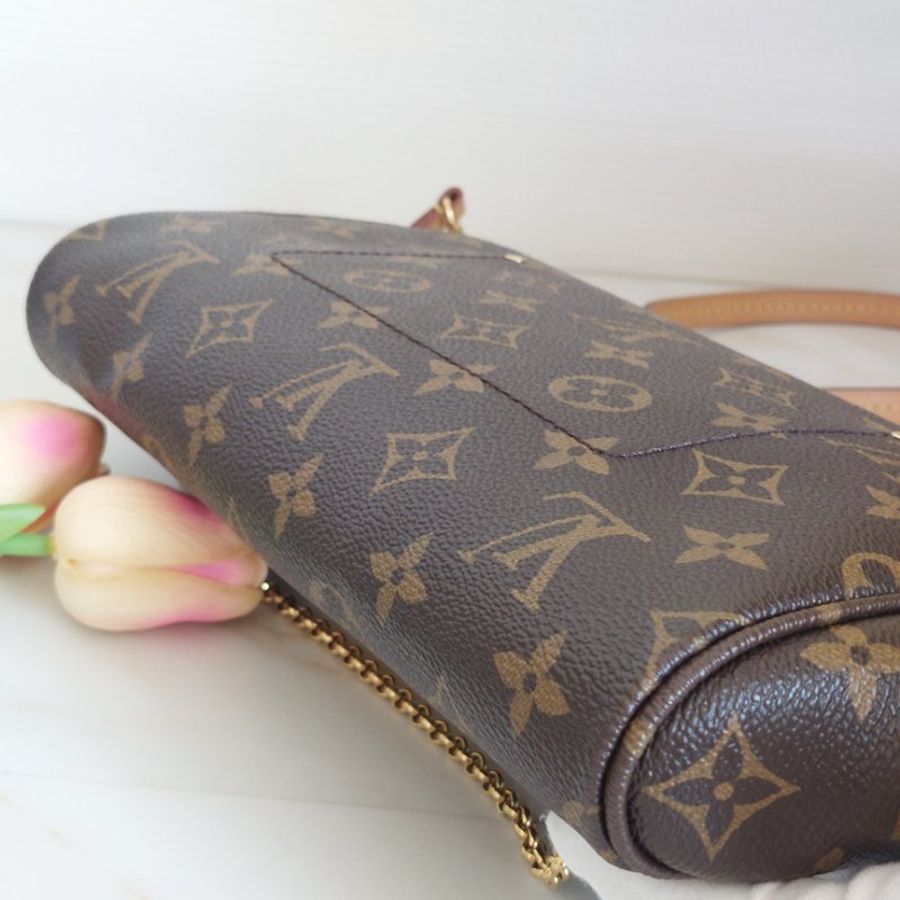LV 經典老花M40718 🌈現品拍照🌈 Favorite MM 經典花紋鍊條肩背包 斜背包~二手-39