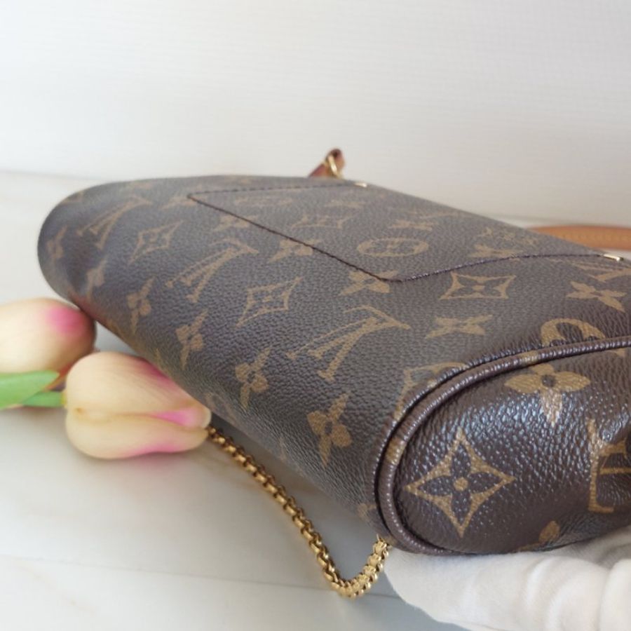 LV 經典老花M40718 🌈現品拍照🌈 Favorite MM 經典花紋鍊條肩背包 斜背包~二手-42