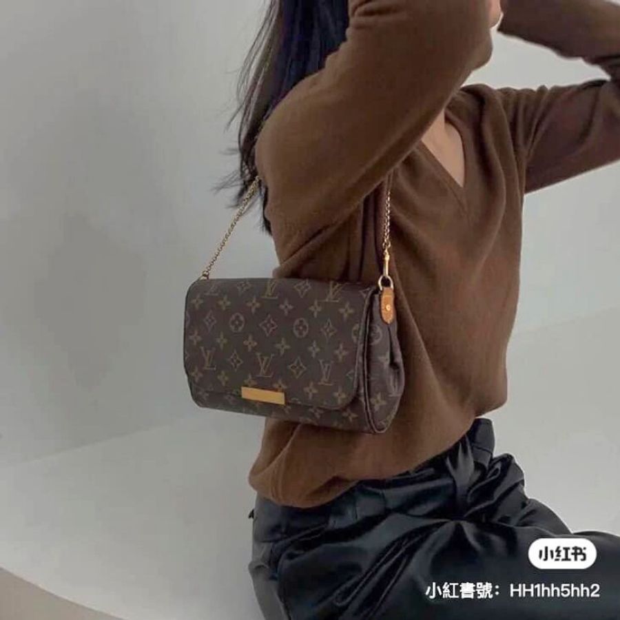 LV 經典老花M40718 🌈現品拍照🌈 Favorite MM 經典花紋鍊條肩背包 斜背包~二手-19