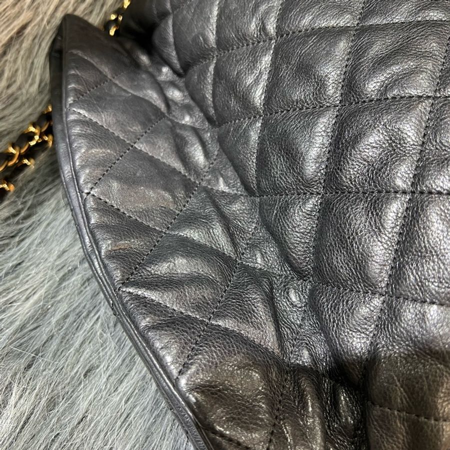 Chanel 黑色 牛皮 金鍊 ChainAround 肩背包 牛角包-8
