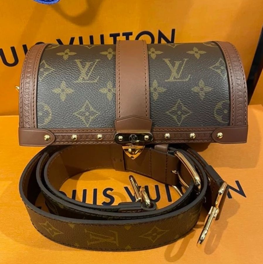 LV 路易威登 Papillon Trunk M57835 巴比龍 離櫃近新品 經典 Monogram 帆布斜背圓筒包-2