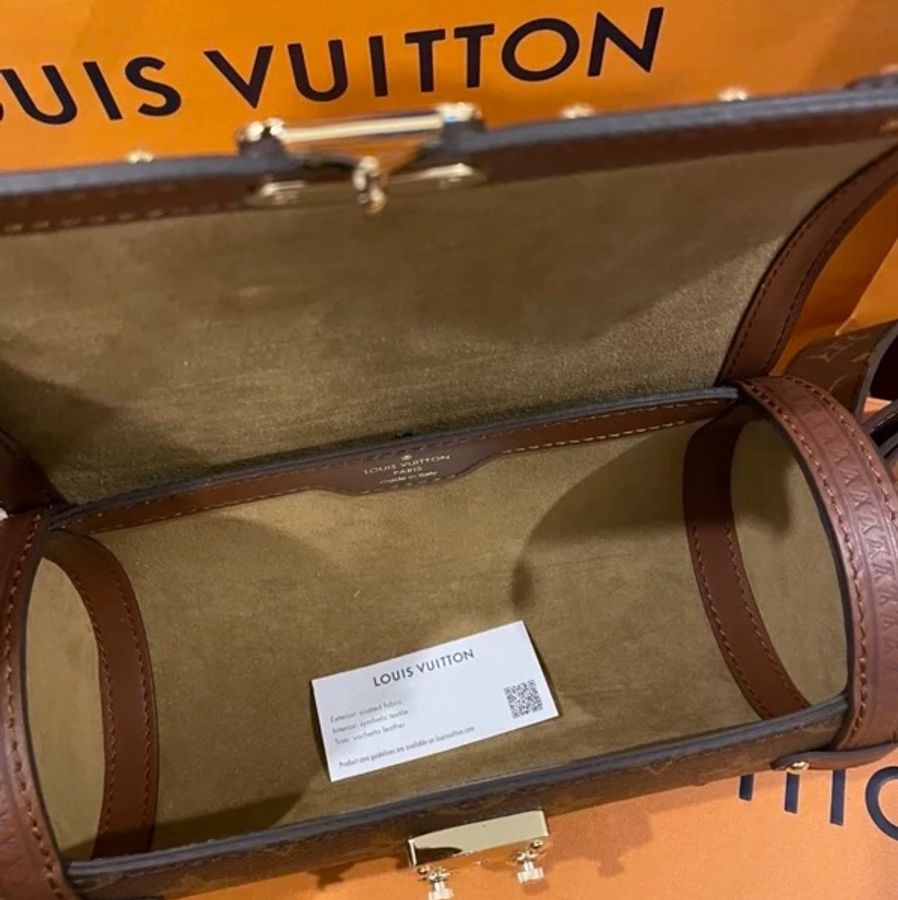 LV 路易威登 Papillon Trunk M57835 巴比龍 離櫃近新品 經典 Monogram 帆布斜背圓筒包-19