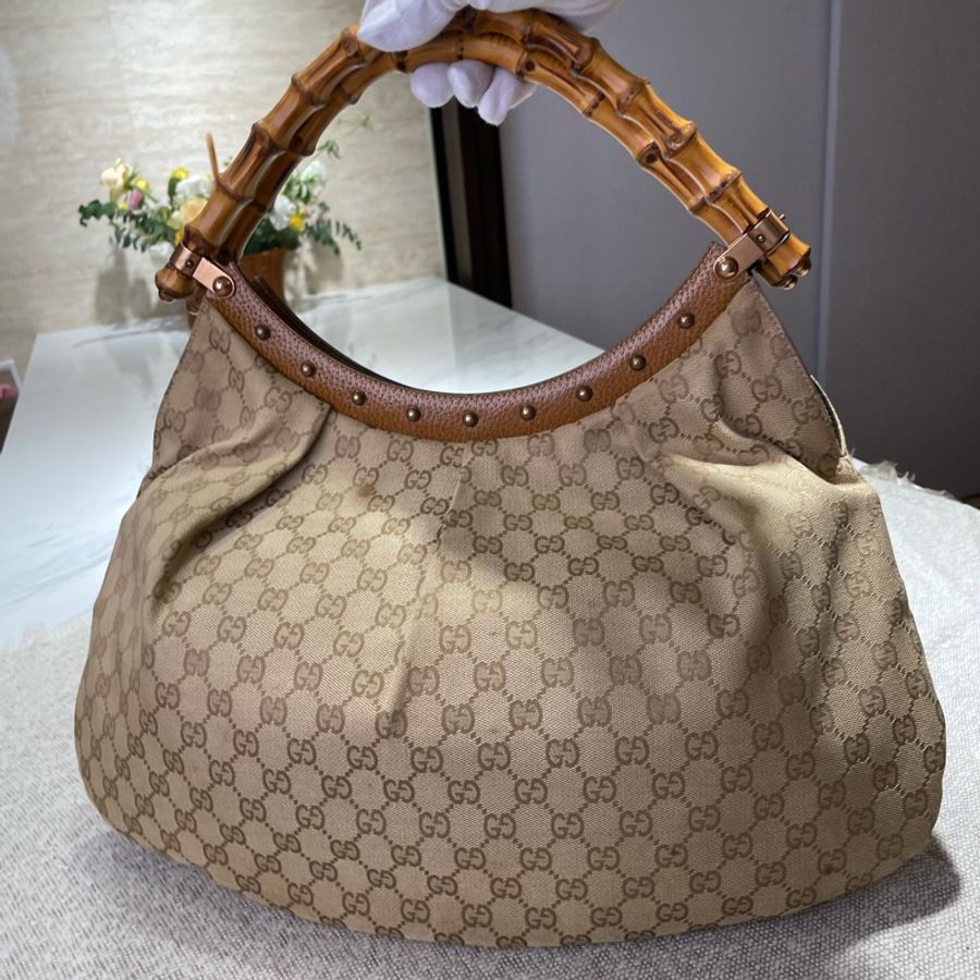 Gucci經典竹節包/扣掉竹節提把的部分:高29寬42/容量很大-9