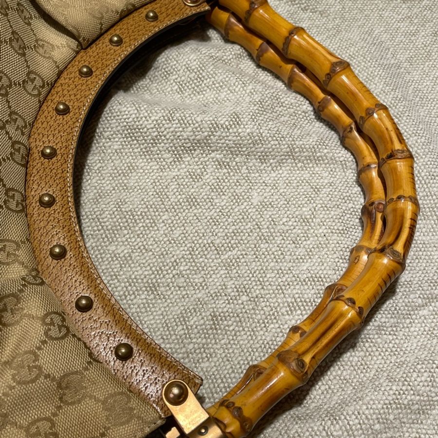 Gucci經典竹節包/扣掉竹節提把的部分:高29寬42/容量很大-12