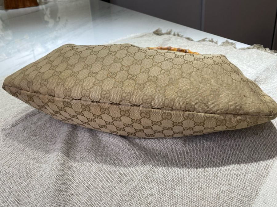 Gucci經典竹節包/扣掉竹節提把的部分:高29寬42/容量很大-13