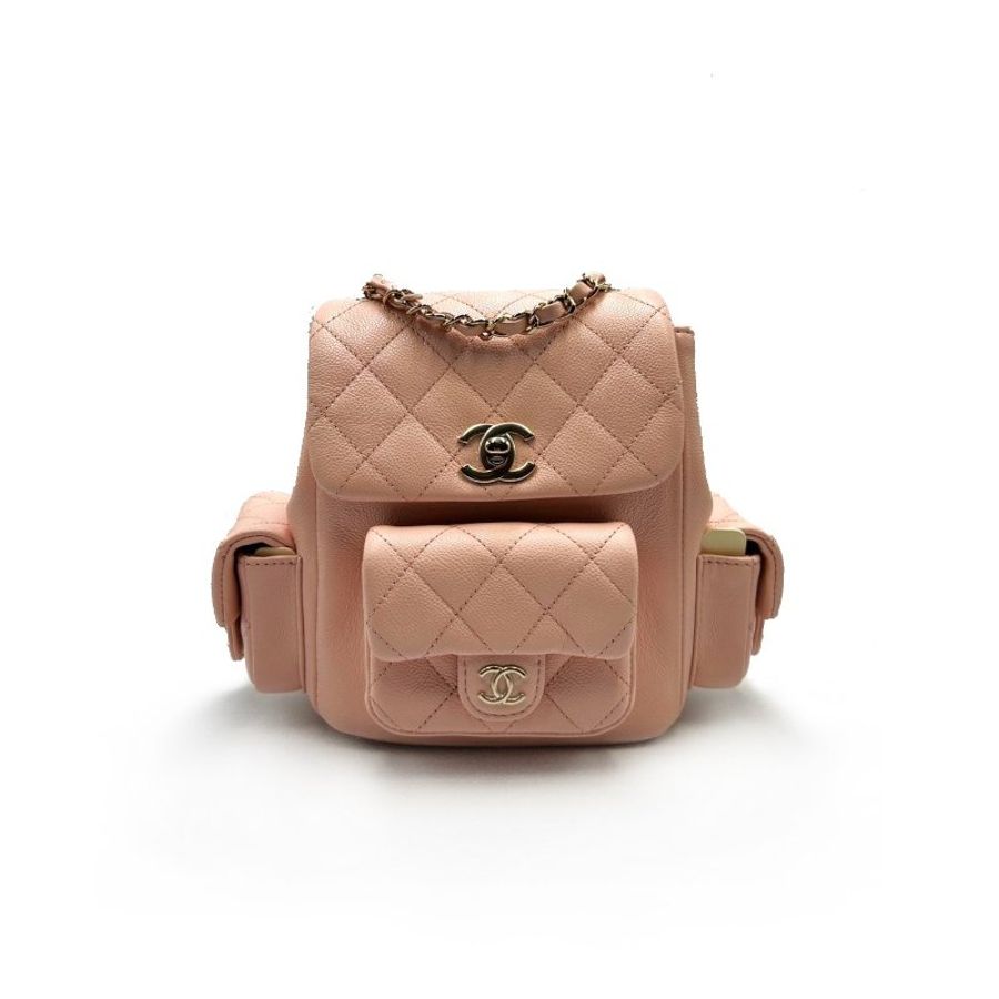 CHANEL 23K Duma荔枝牛皮後背包 - 小號淡粉-0