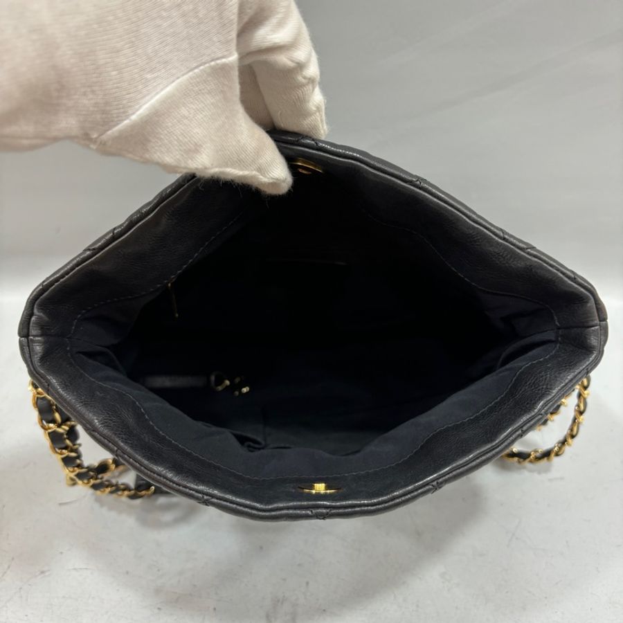 Chanel黑金牛皮皮穿鏈飾邊肩背口蓋包Chain Around-7