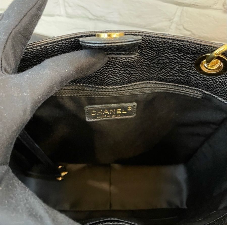 Chanel黑金荔枝牛皮PST肩揹包 托特包 購物包-6