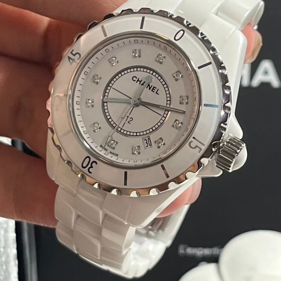CHANEL香奈兒 J12 白陶瓷 12鑽 33mm-2
