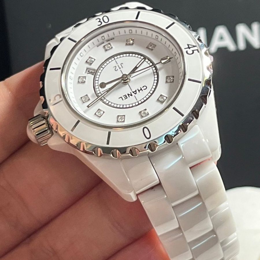CHANEL香奈兒 J12 白陶瓷 12鑽 33mm-3