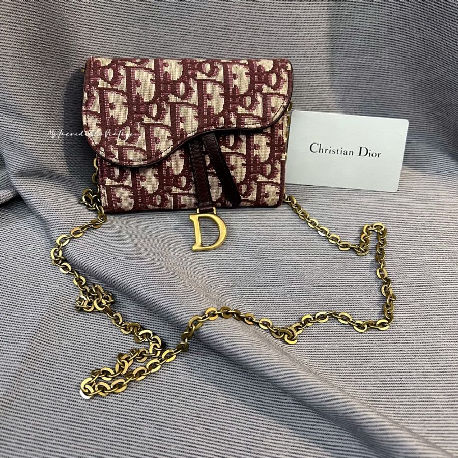 Dior 棗紅色短銀包/WOC-7