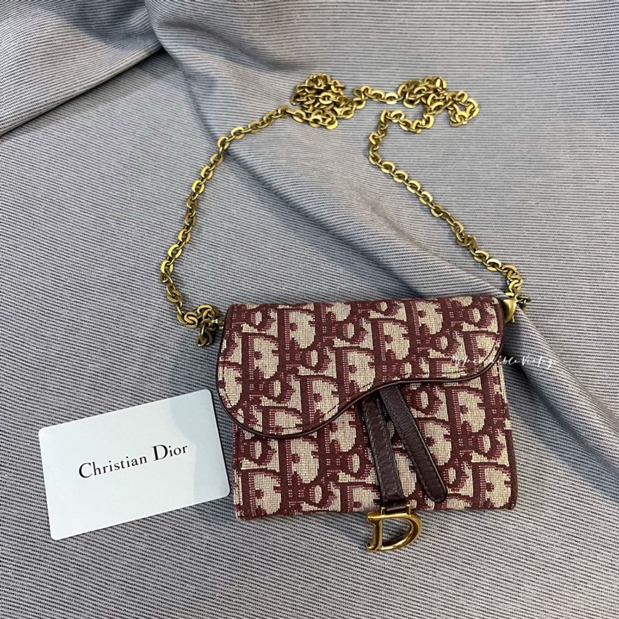 Dior 棗紅色短銀包/WOC-8