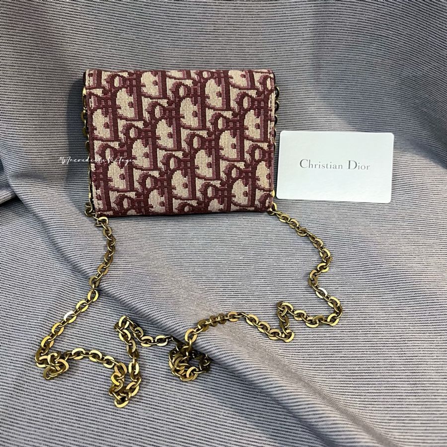 Dior 棗紅色短銀包/WOC-11