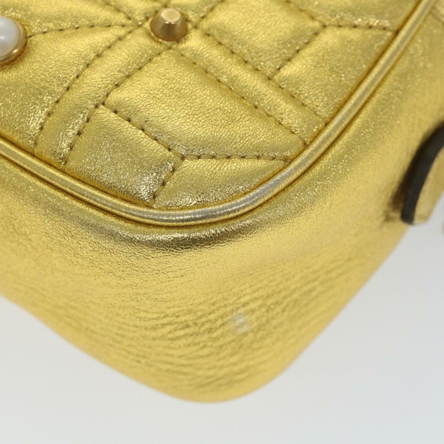 【日本直送】GUCCI GG Marmont 絎縫單肩包 皮革 金色 447632 正品 ar10683-15