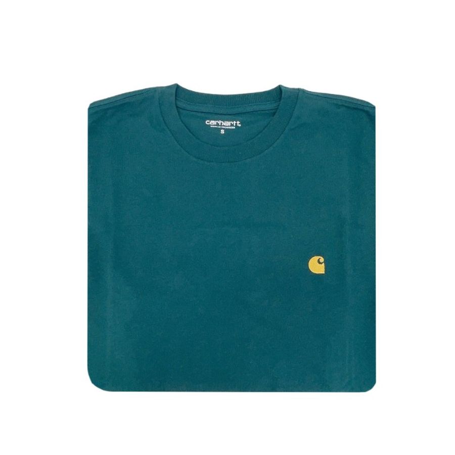 Carhartt WIP 金刺繡logo棉質圓領男短短袖T恤(森林綠) - S-1